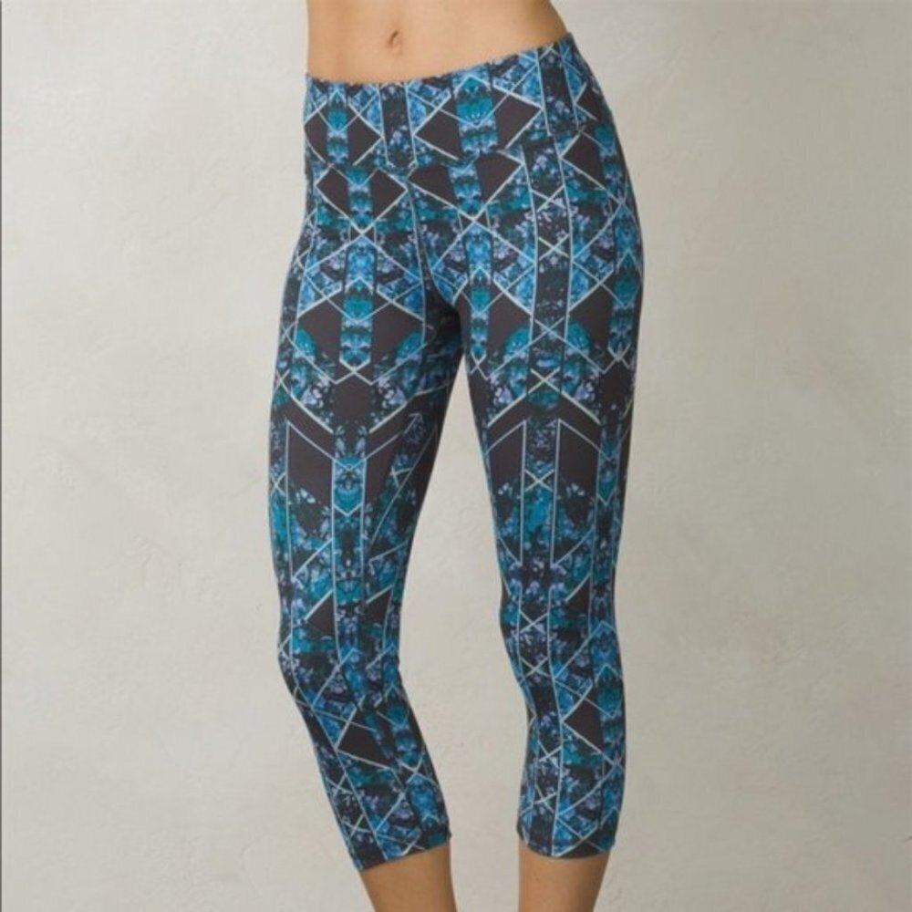 2‎ PAIRS PrAna Roxanne Crop Capri Yoga XS Charcoal Wildflower